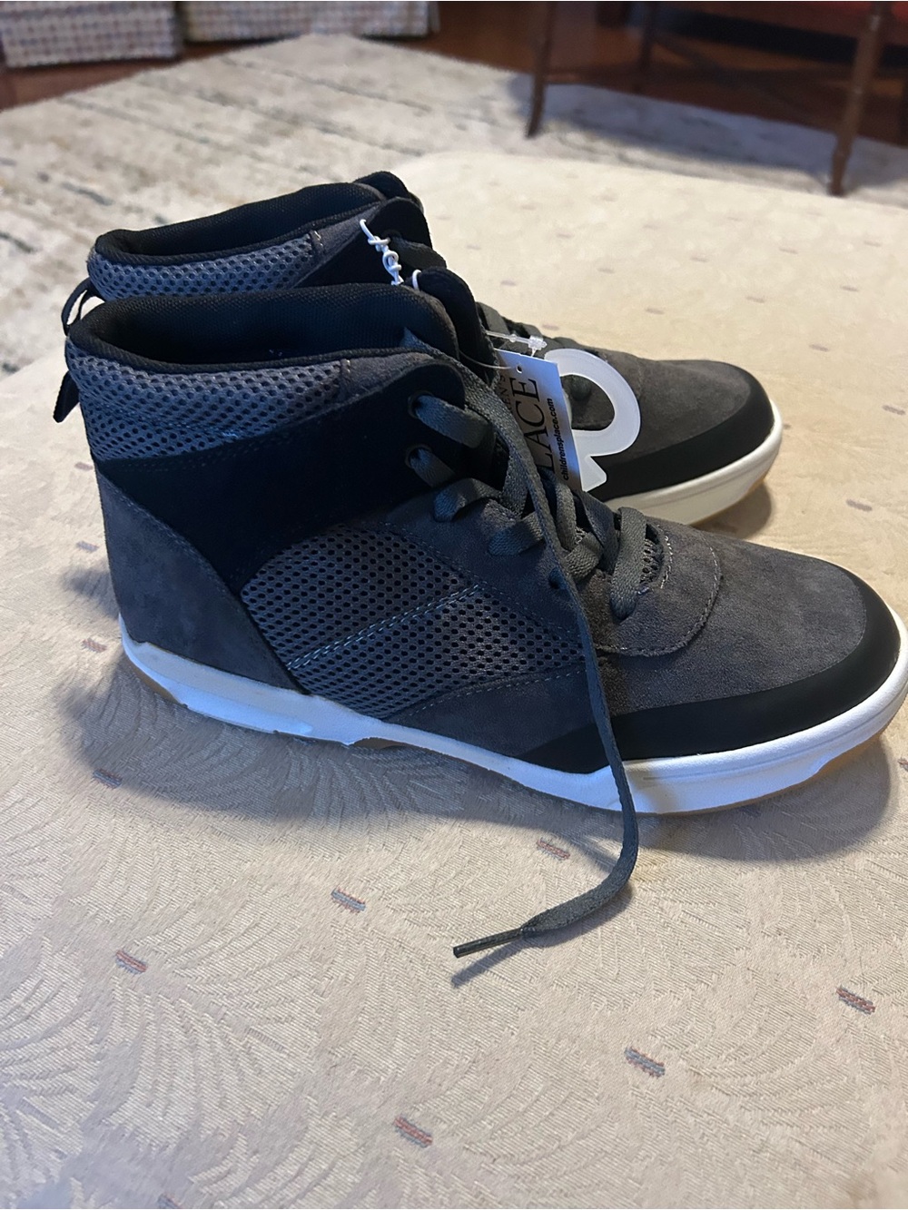 The Children's Place Gray and Black High-Top Kids Sneakers
